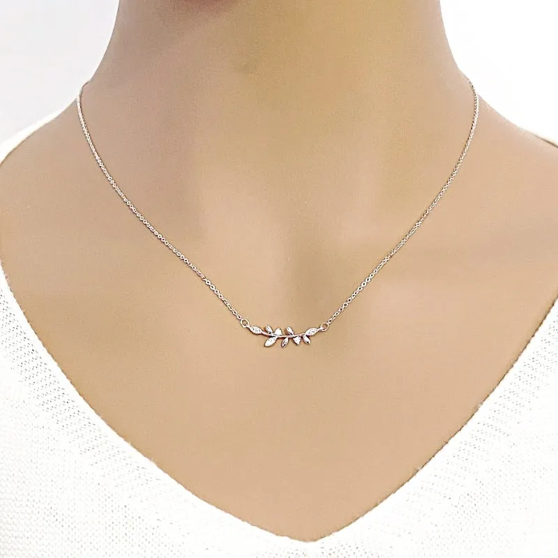 Leaf Cubic Zirconia Necklace