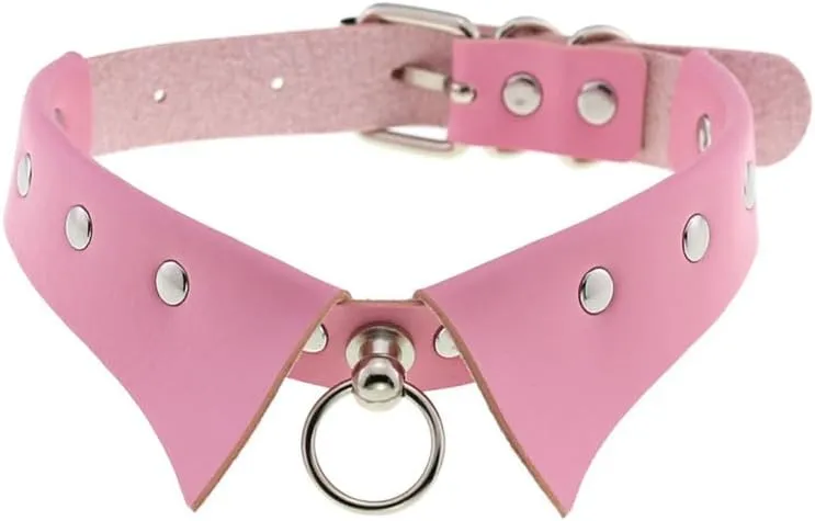 Leather Choker Necklace for Women Adjustable Handmade Hip Hop Costume Cosplay Nightclub Punk Neck Collar Choker