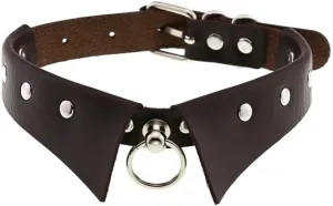 Leather Choker Necklace for Women Adjustable Handmade Hip Hop Costume Cosplay Nightclub Punk Neck Collar Choker