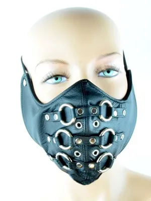 Leather Strap Mask with Metal Rings - One Size
