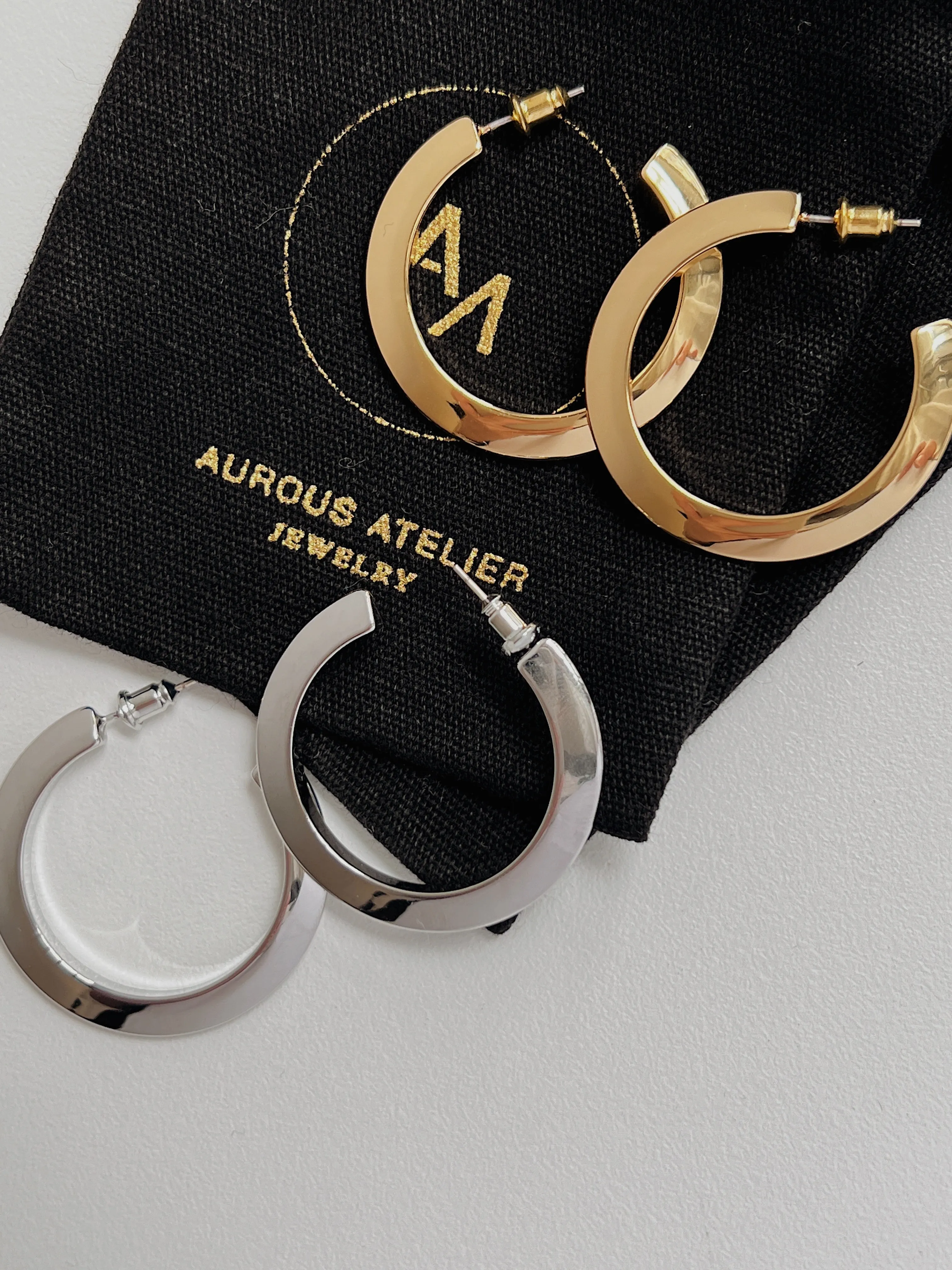 Lena Minimal Flat Hoop Earrings