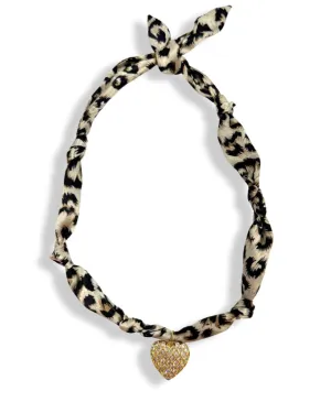 Leopard Heart Scarf Bandana Necklace