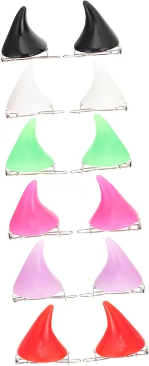 LIFKOME Halloween Devil Horn Hairpin 12 Pack Devil Hair Clamps Hair Accessories Festival Hairpin Clips