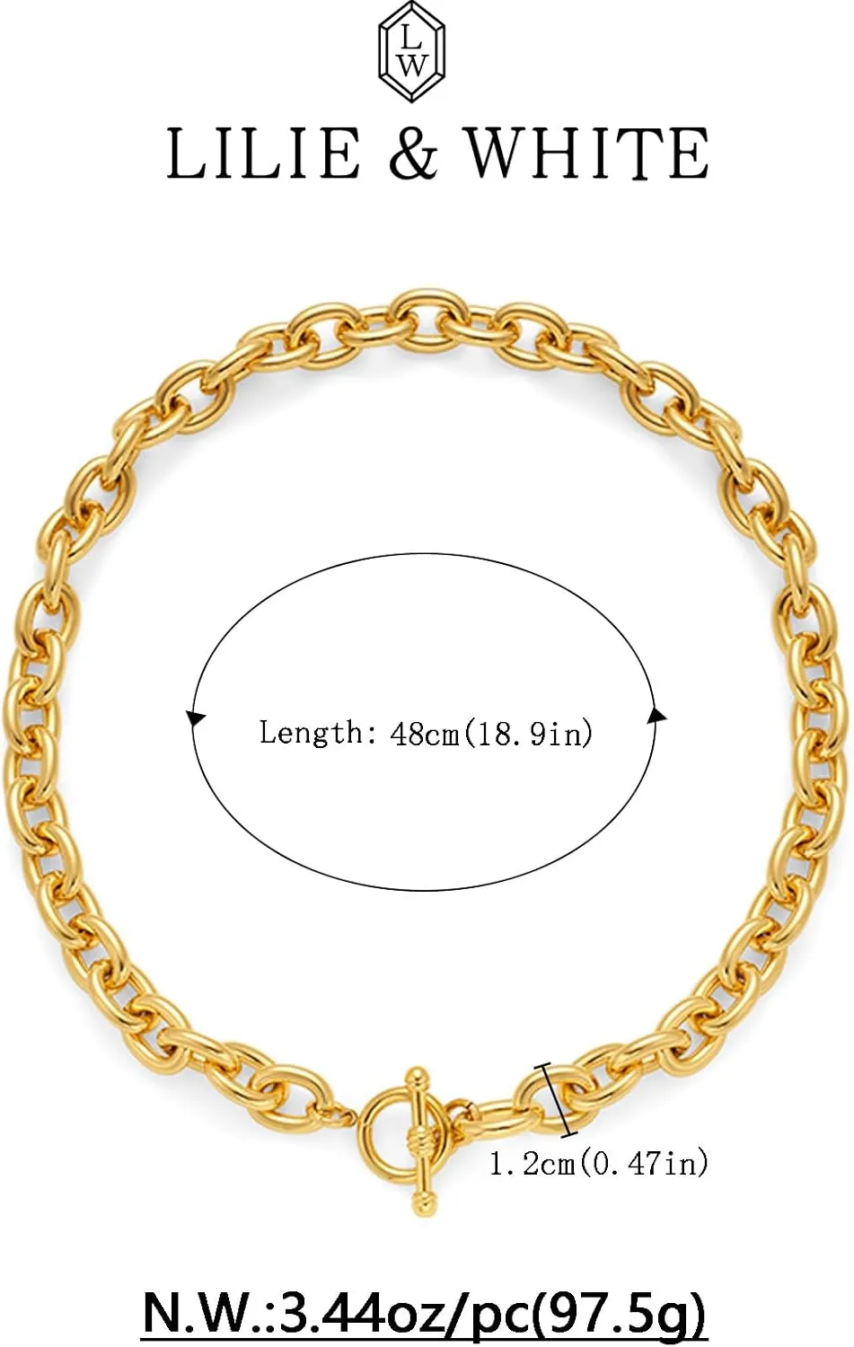 LILIE&WHITE Gold Necklaces For Women Chunky Necklaces Trendy Gold Link Chain Necklace Fashion Choker Necklace Women Jewelry Gift