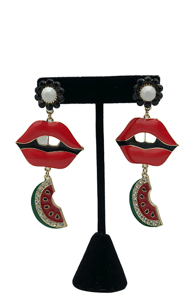 Lip Watermelon Earrings Red Multi