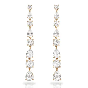 Long Diamond Earrings in 18ct Yellow Gold