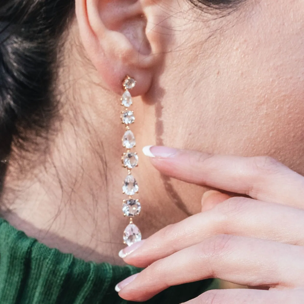 Long Diamond Earrings in 18ct Yellow Gold
