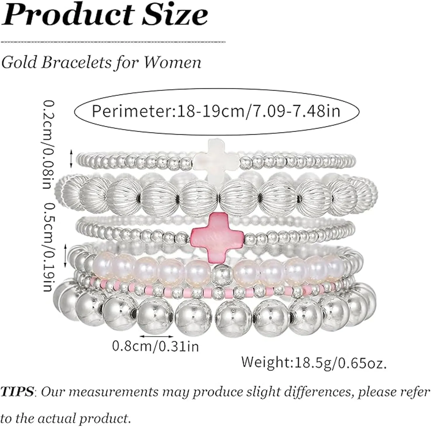 Long tiantian 5PCS Gold Beaded Bracelets for Women Non Tarnish Dainty Pearl Beaded Bracelet for Women Trendy Clay Bead Bracelets Stack Stretch Bracelets for Women Gifts 2025