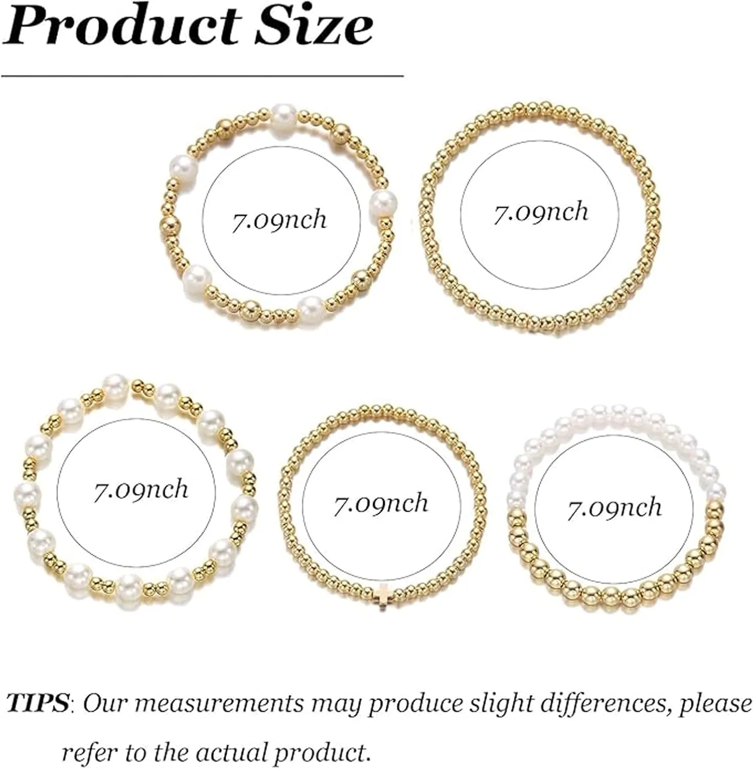 Long tiantian 5PCS Gold Beaded Bracelets for Women Non Tarnish Dainty Pearl Beaded Bracelet for Women Trendy Clay Bead Bracelets Stack Stretch Bracelets for Women Gifts 2025