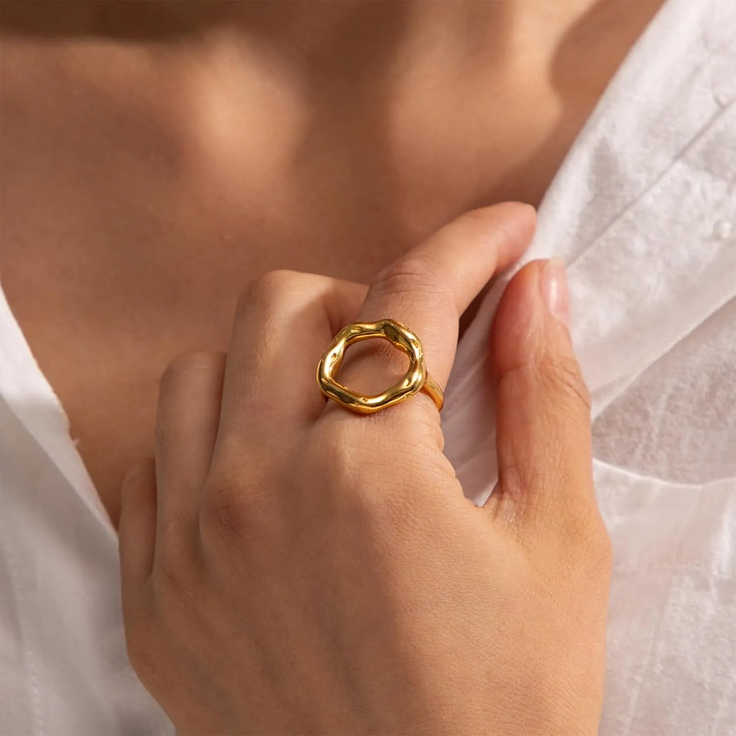 Long tiantian Chunky Gold Rings for Women Non Tarnish Silver Chunky Rings Gold Stackable Rings for Women Trendy Jewelry Gifts for Her