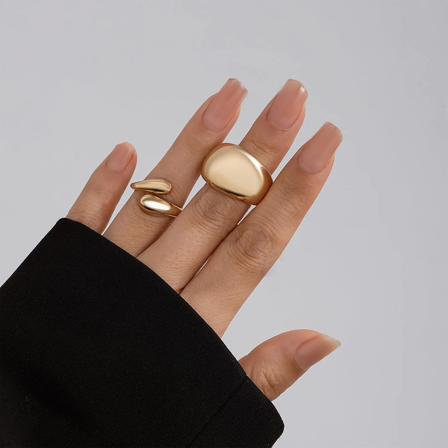 Long tiantian Chunky Gold Rings for Women Non Tarnish Silver Chunky Rings Gold Stackable Rings for Women Trendy Jewelry Gifts for Her