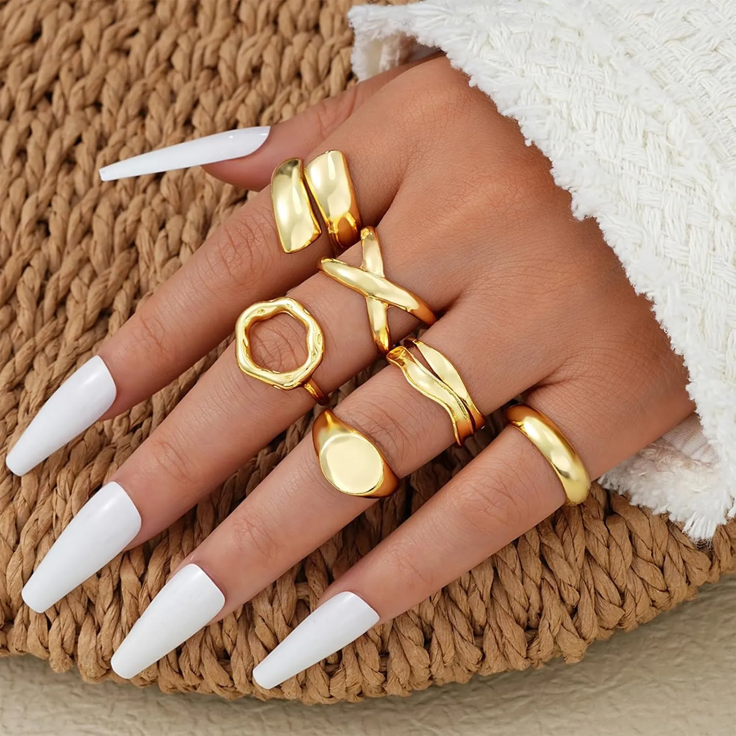 Long tiantian Chunky Gold Rings for Women Non Tarnish Silver Chunky Rings Gold Stackable Rings for Women Trendy Jewelry Gifts for Her