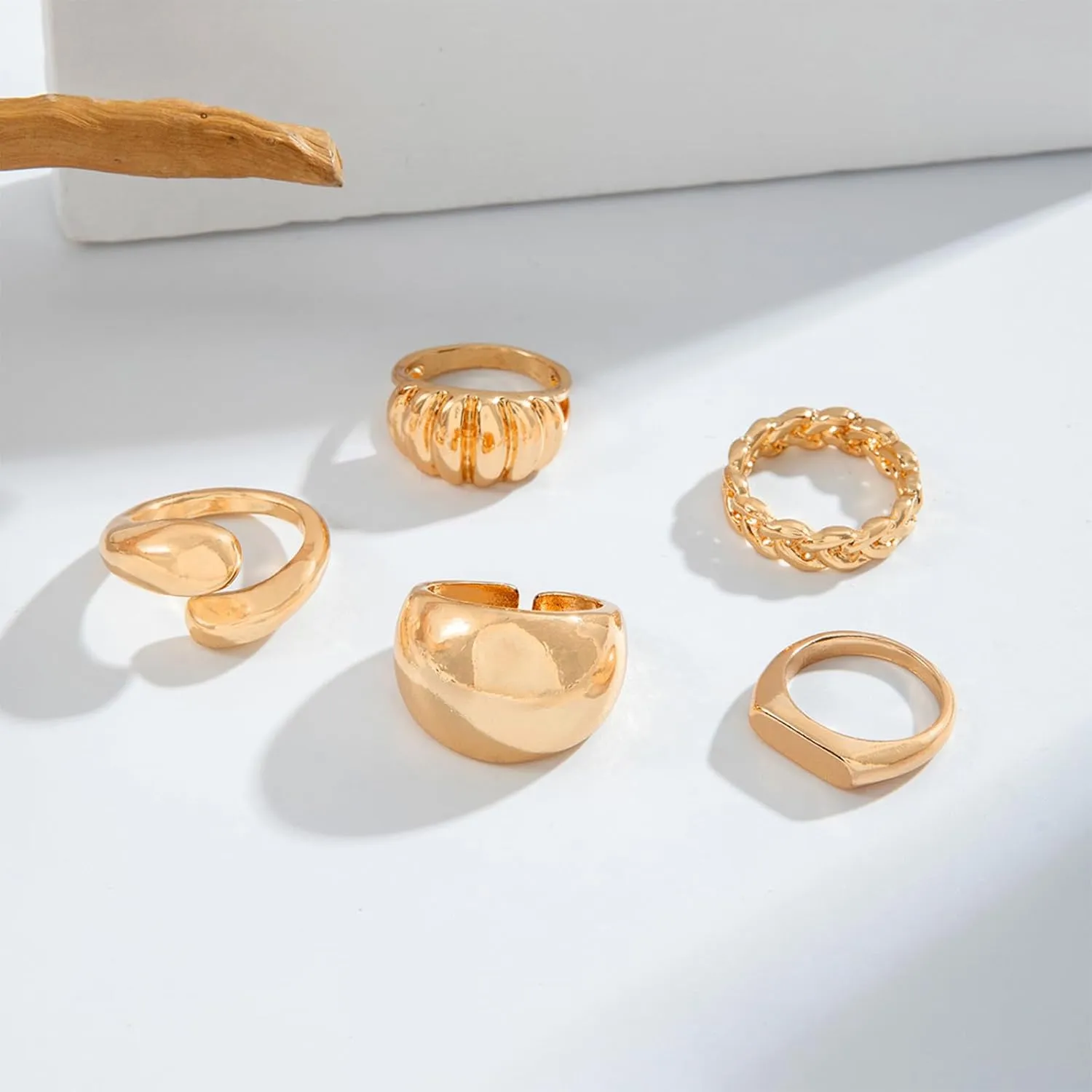 Long tiantian Chunky Gold Rings for Women Non Tarnish Silver Chunky Rings Gold Stackable Rings for Women Trendy Jewelry Gifts for Her