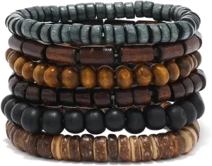 Long tiantian Mens Bracelets Beaded Bracelets for Men Wooden Bead Bracelet Stackable Mens Wood Bracelets Mens Jewelry Layered Stretch Bracelet Trendy Wooden Jewelry Gift for Men