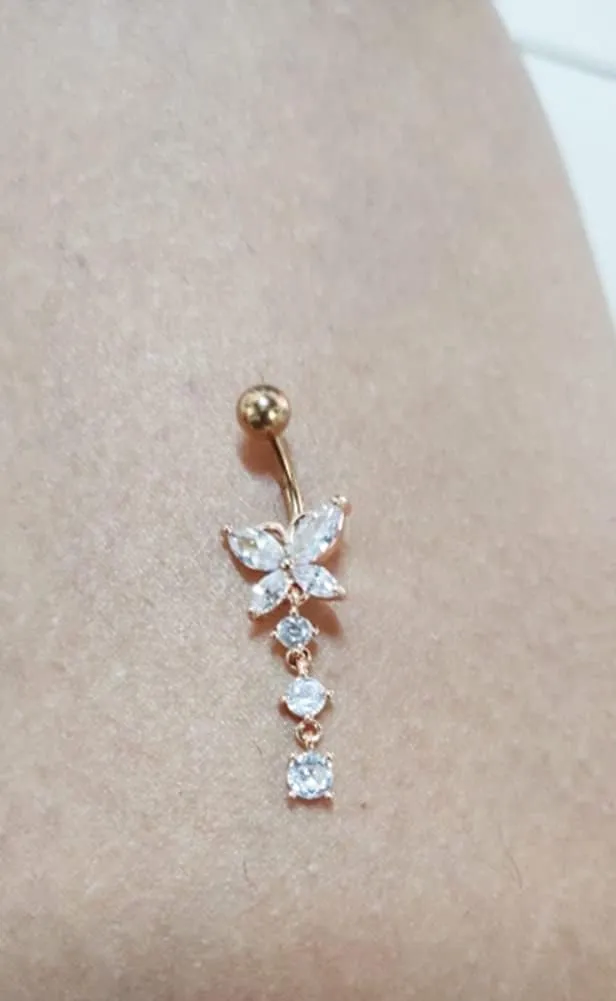 Longita Belly Ring - Surgical Steel & Gold Clicker, Hypoallergenic Navel Ring for Women