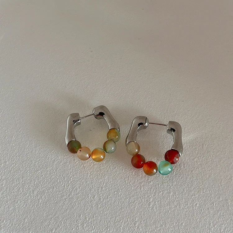 Loookus - Simple Natural Stone Pearl Earrings