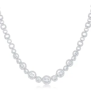 LOVCIA Elegant Rhodium-Plated Cubic Zirconia Necklace