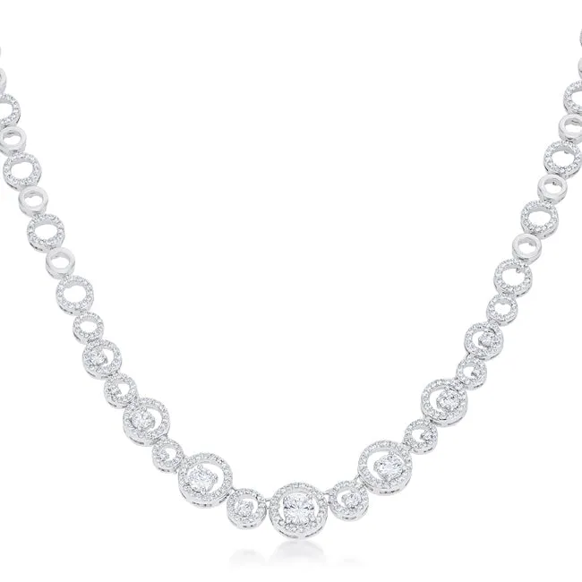 LOVCIA Elegant Rhodium-Plated Cubic Zirconia Necklace