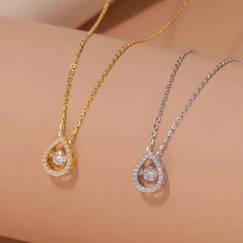 LOVCIA Exquisite New Water Drop 925 Sterling Silver Necklace Jewelry for Women