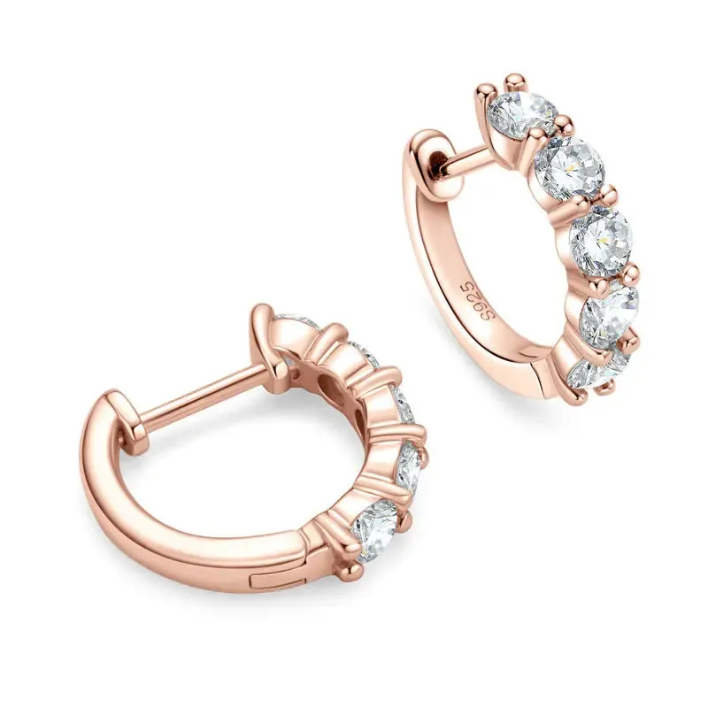 LOVCIA Mosan Geometric S925 Sterling Silver Diamond Earrings for Fashionable Women