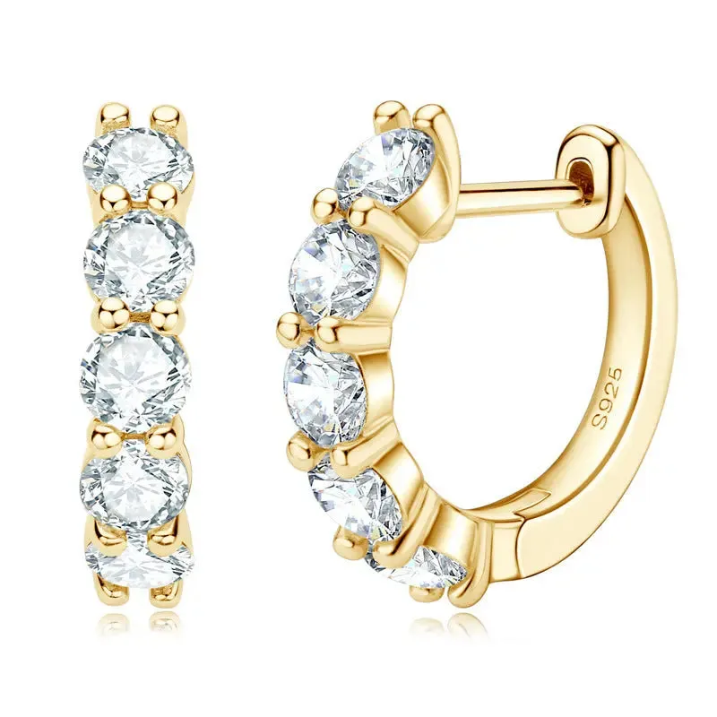 LOVCIA Mosan Geometric S925 Sterling Silver Diamond Earrings for Fashionable Women