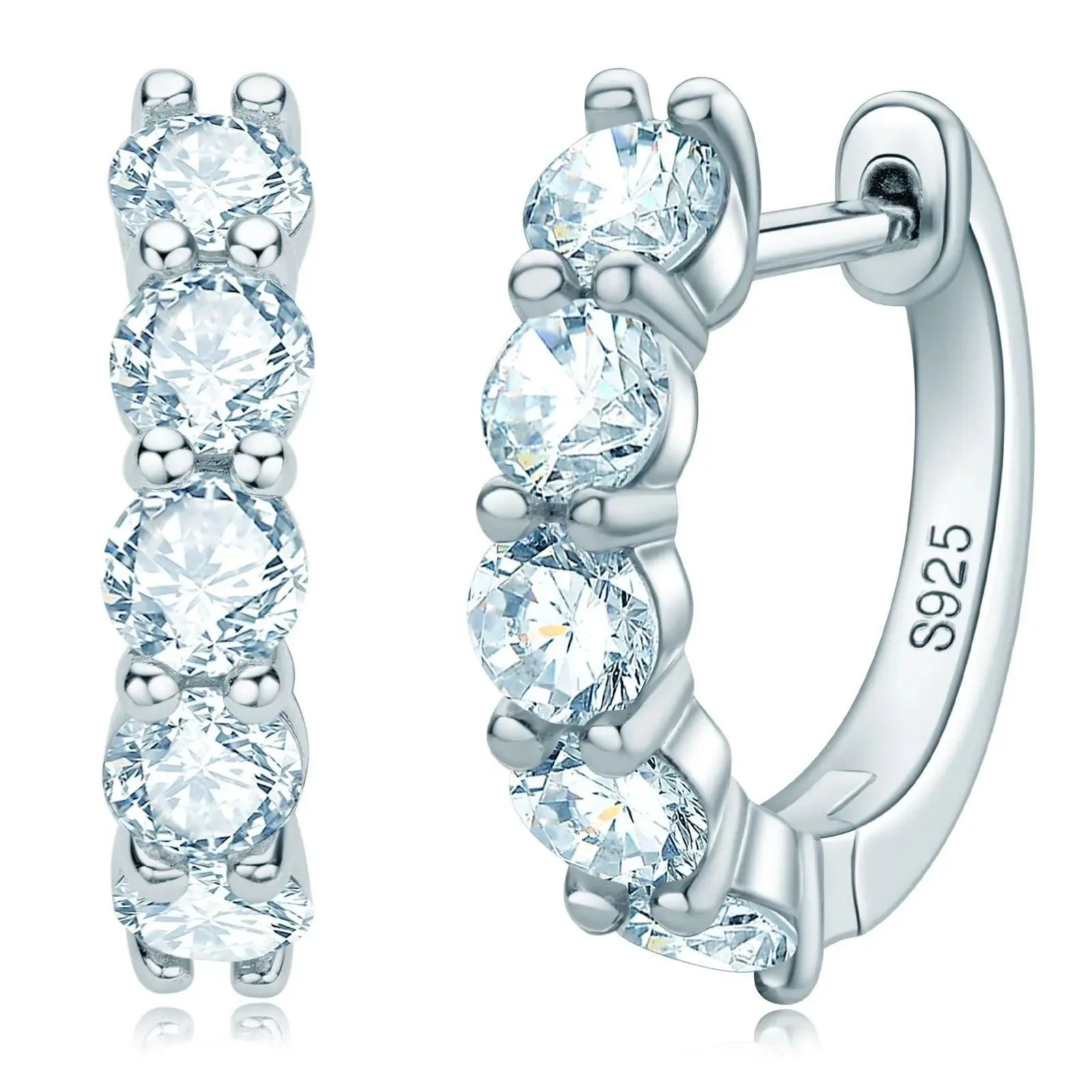 LOVCIA Mosan Geometric S925 Sterling Silver Diamond Earrings for Fashionable Women
