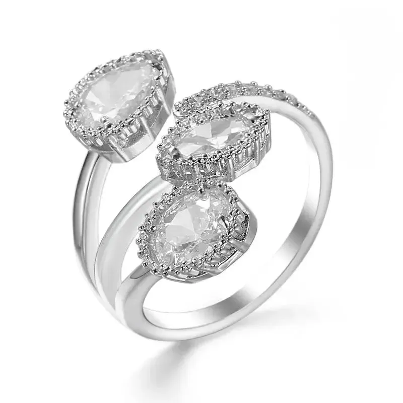 LOVCIA Oceanic Elegance Ring With Water Drop Blue Zircon Crystal