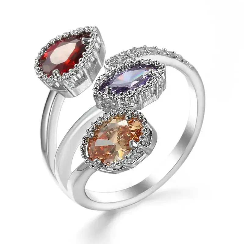 LOVCIA Oceanic Elegance Ring With Water Drop Blue Zircon Crystal