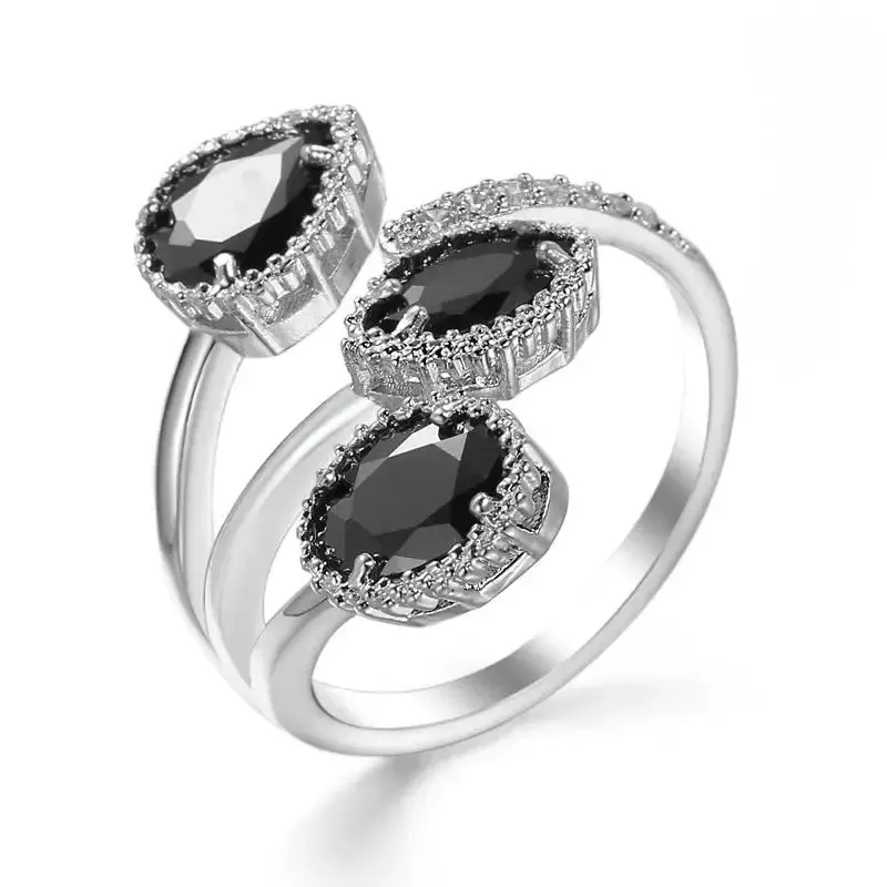 LOVCIA Oceanic Elegance Ring With Water Drop Blue Zircon Crystal