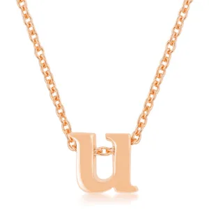 LOVCIA U Initial Necklace with Rose Gold Tone Finish