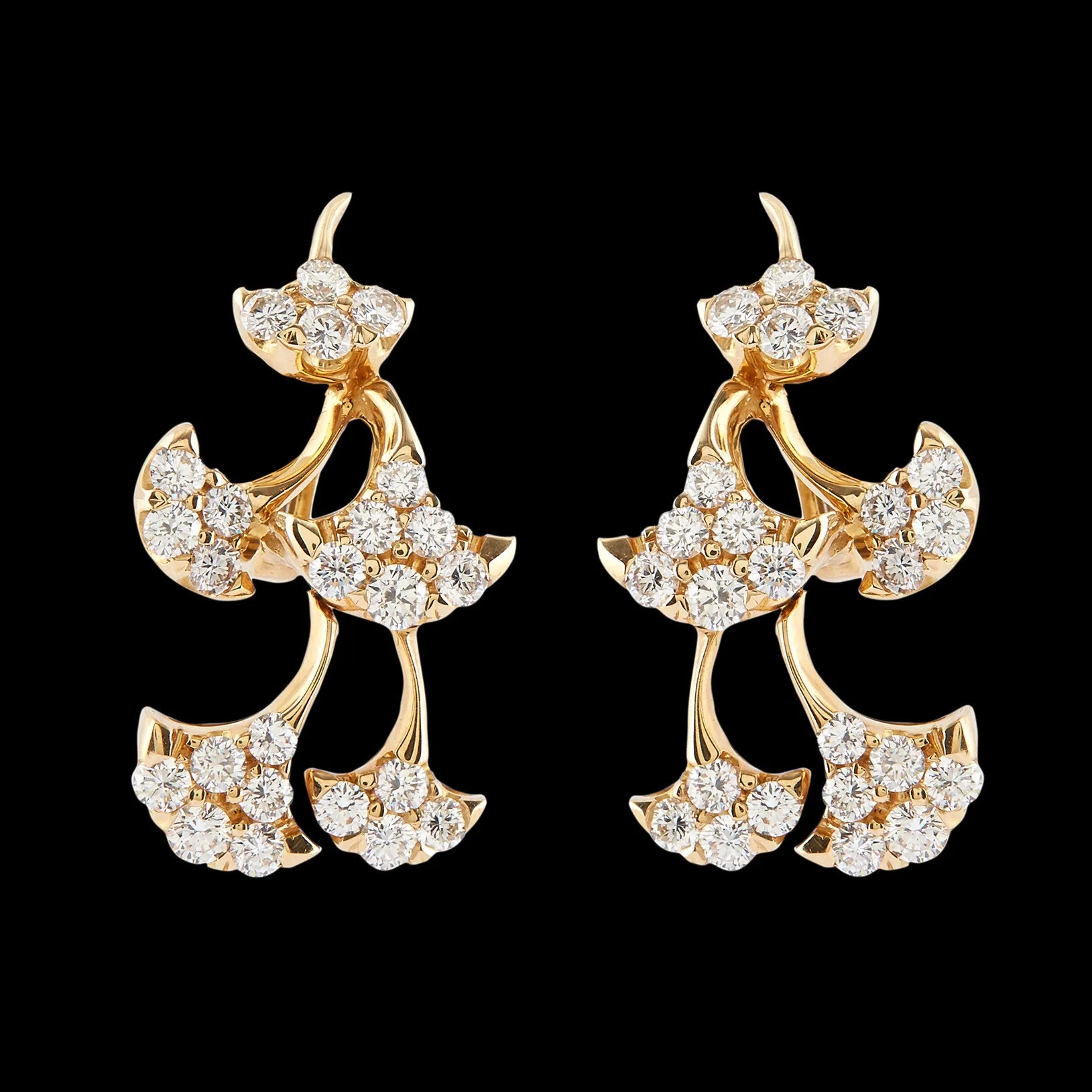 Luca Carati Diamond Floral 18k Yellow Gold Earrings