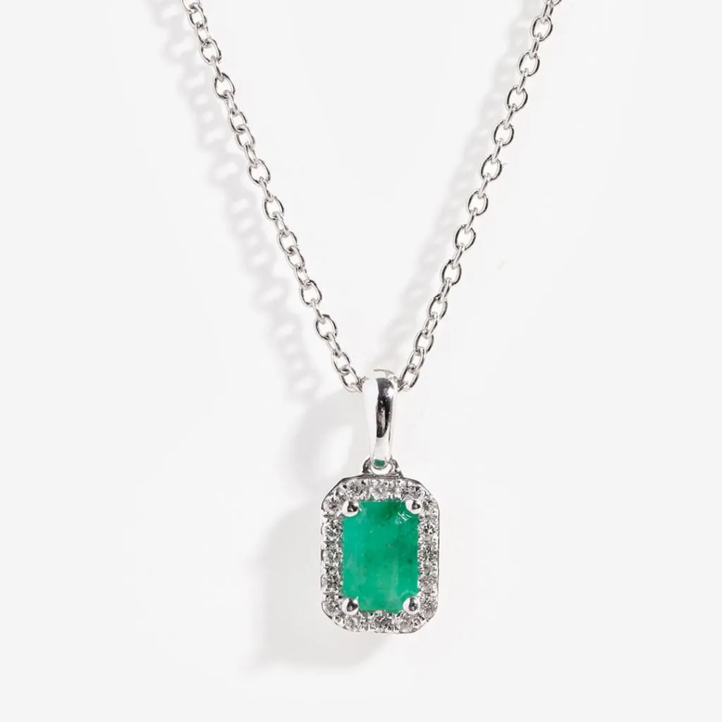 Lush Diamond & Emerald Necklace | 9ct White Gold