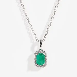 Lush Diamond & Emerald Necklace | 9ct White Gold