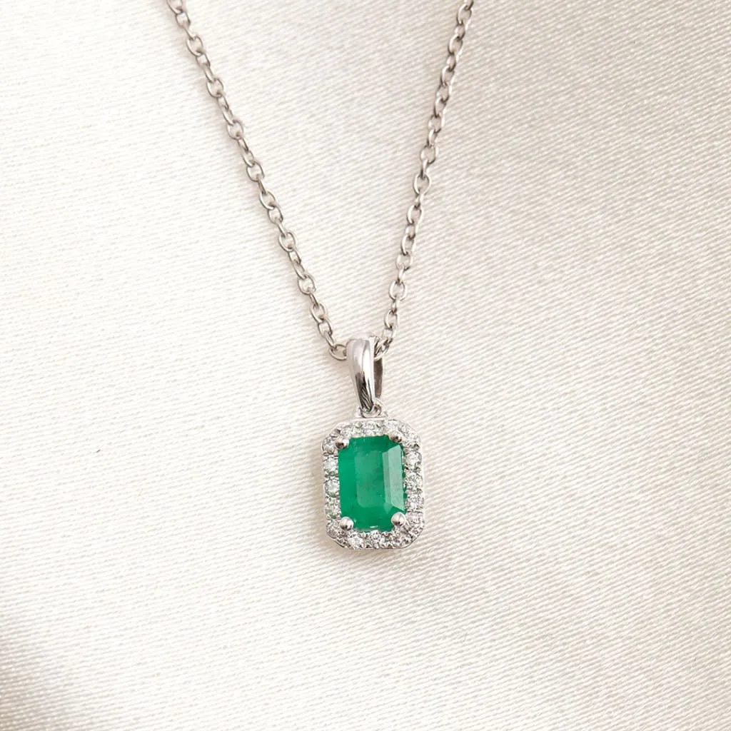 Lush Diamond & Emerald Necklace | 9ct White Gold