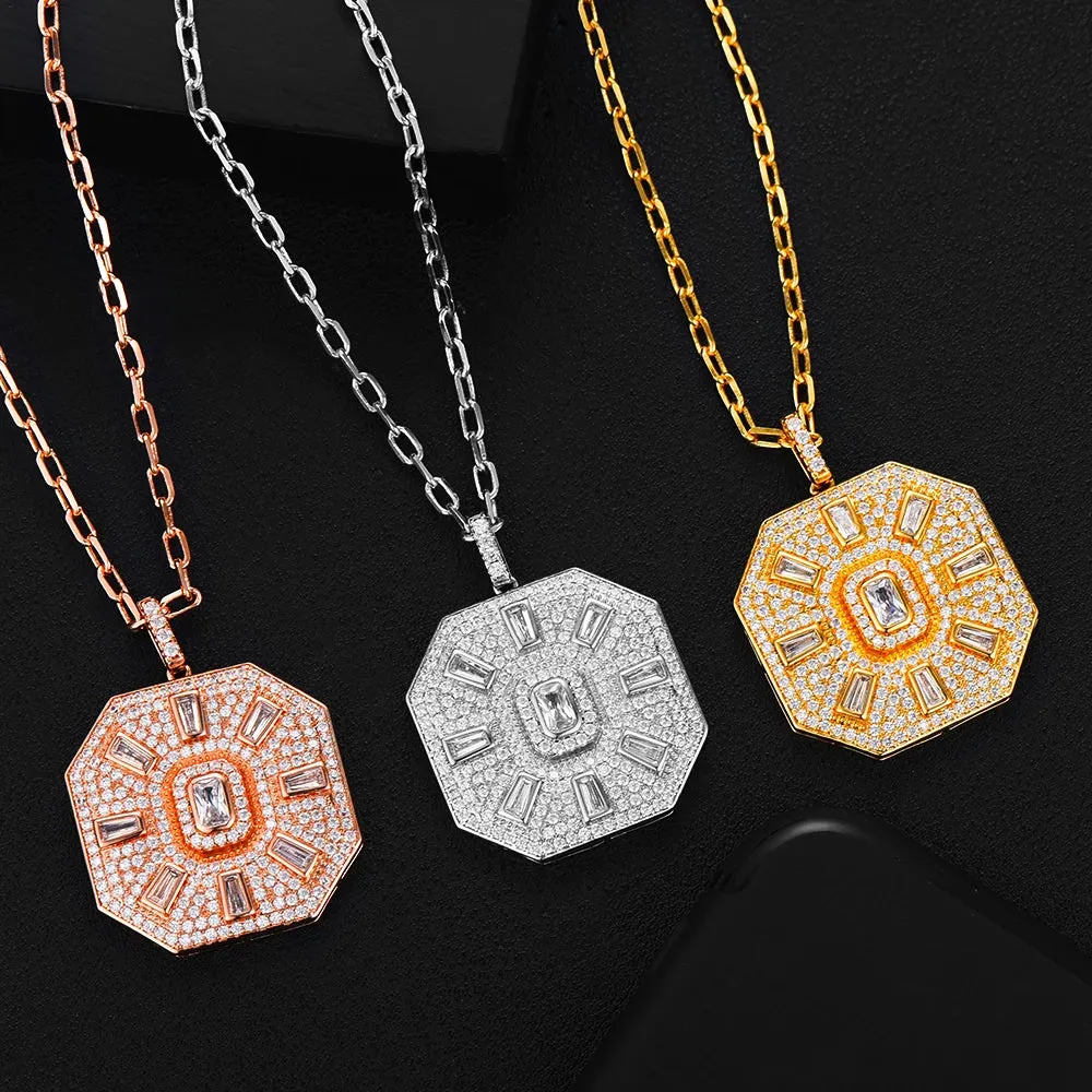 Luxury Exquisite Noble Chains Square Pendant Drop Necklace Jewelry for Women Girl