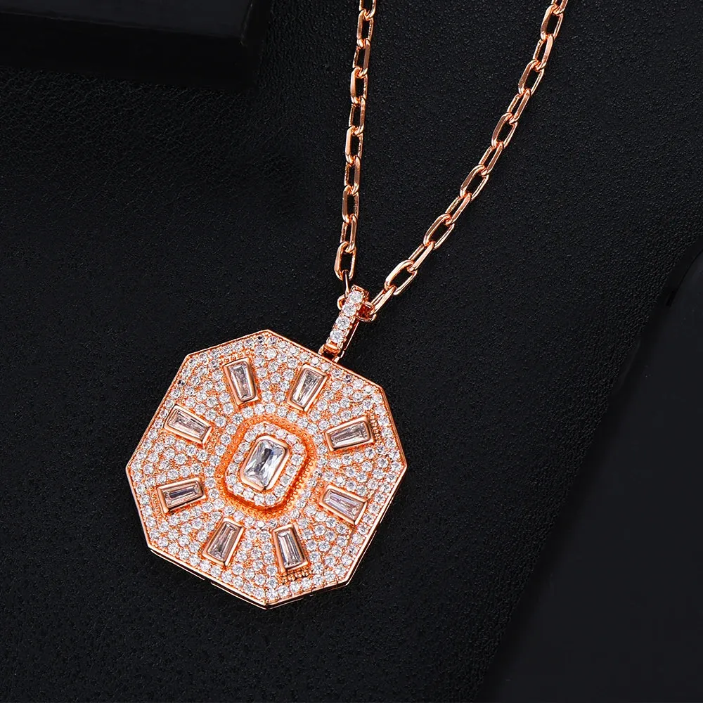 Luxury Exquisite Noble Chains Square Pendant Drop Necklace Jewelry for Women Girl