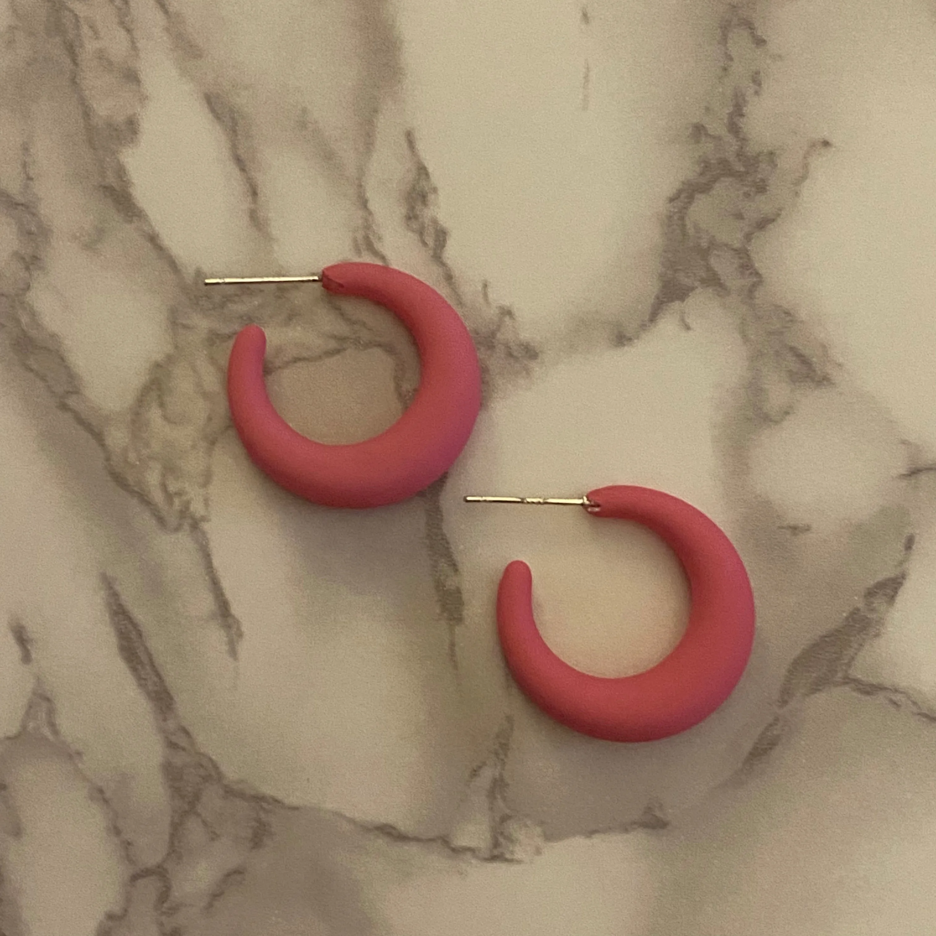 Matte Hot Pink Little Hoop Earrings