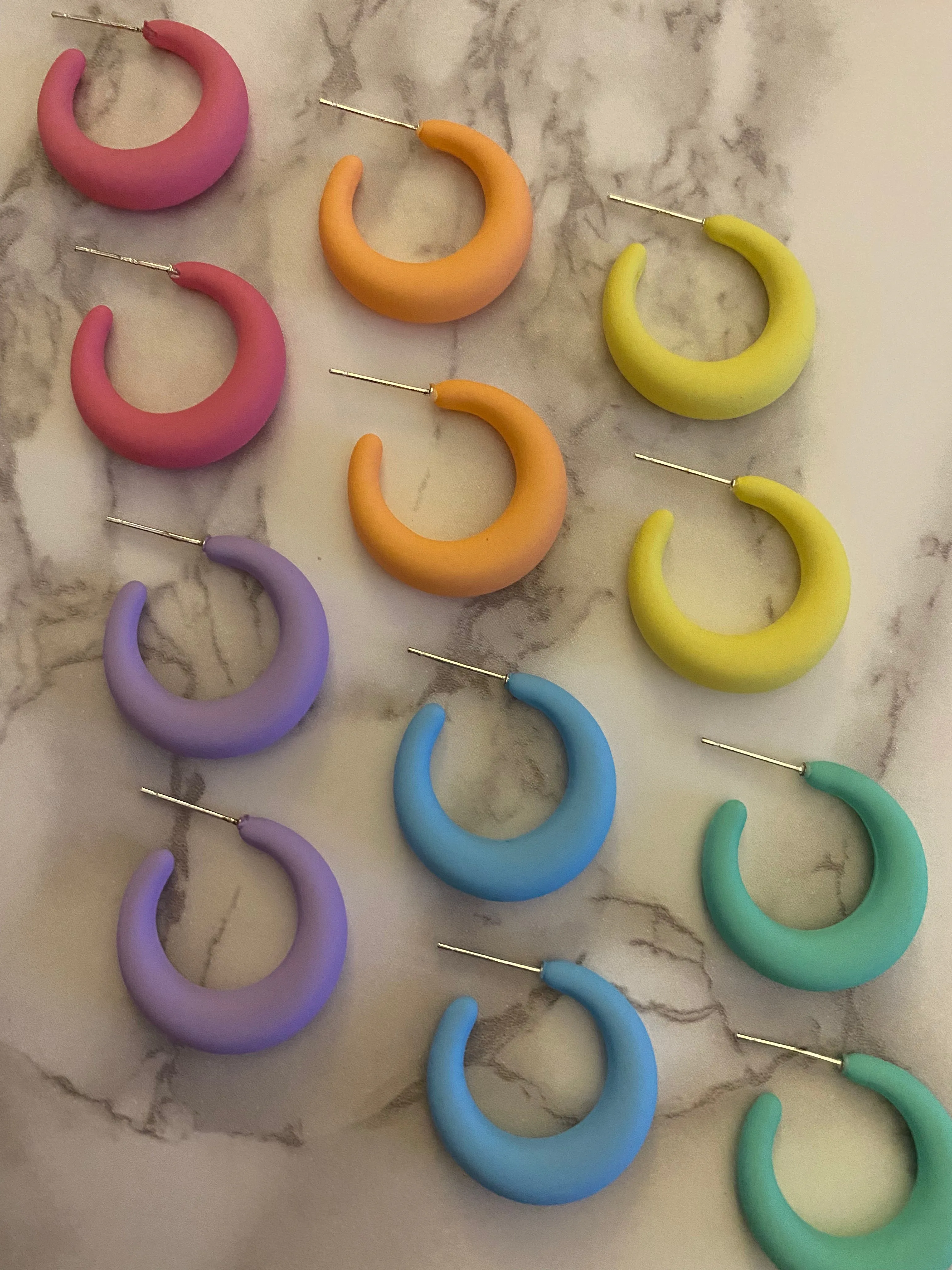 Matte Hot Pink Little Hoop Earrings