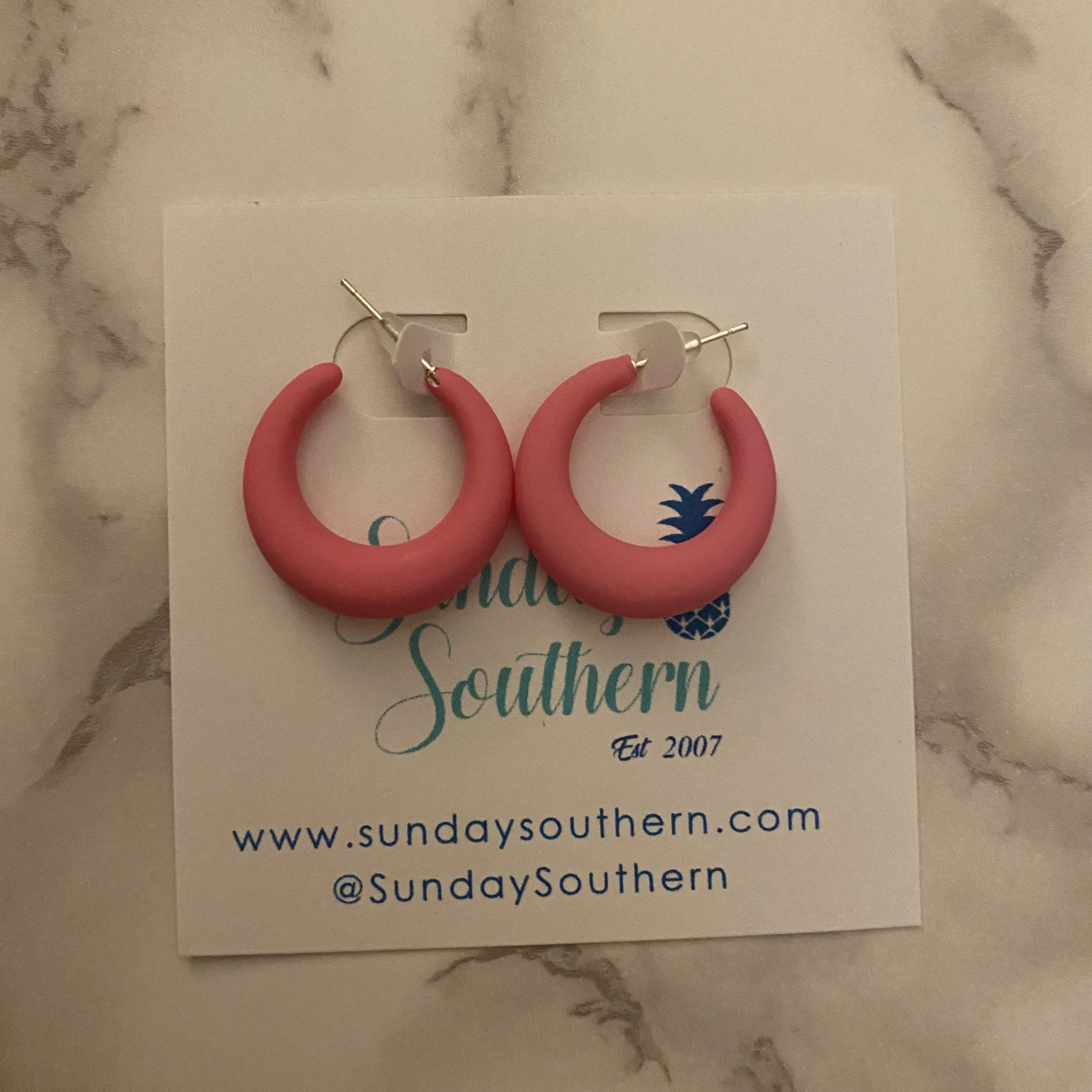 Matte Hot Pink Little Hoop Earrings