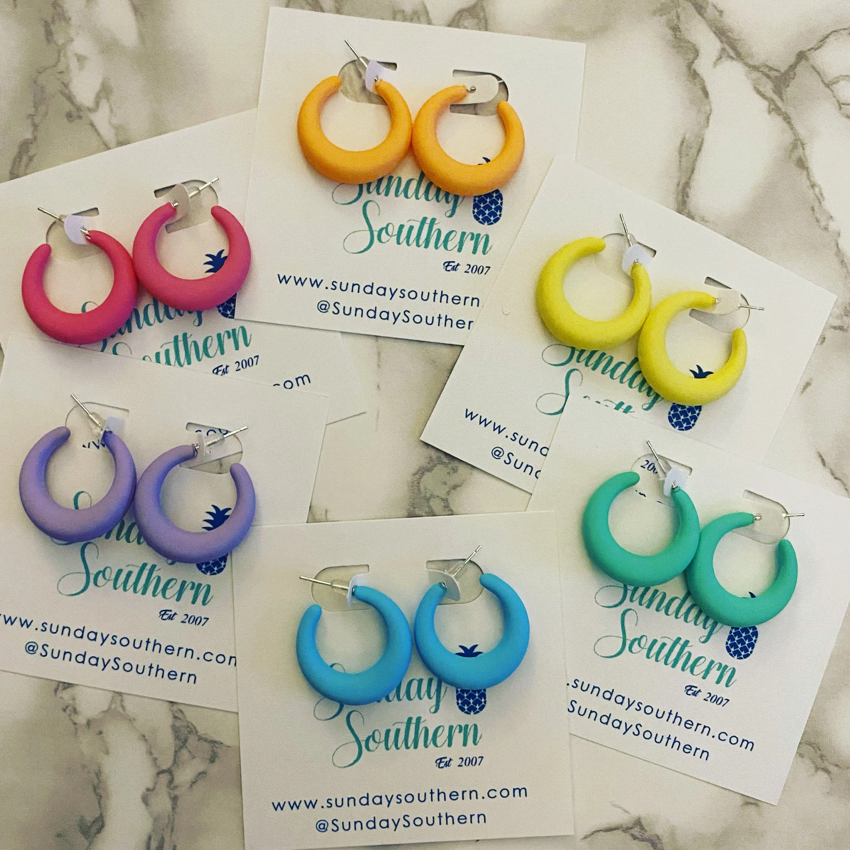 Matte Hot Pink Little Hoop Earrings
