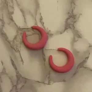 Matte Hot Pink Little Hoop Earrings
