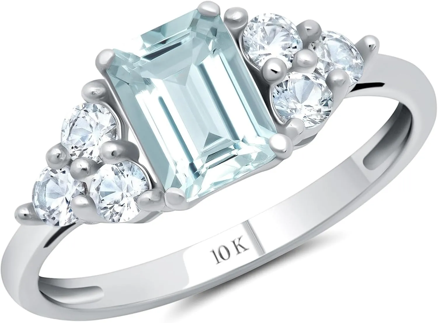 MAX   STONE 10k Gold Gemstone Rings for Women | Emerald Cut Birthstone Ring Anniversary Ring | Anti Tarnishing Cocktail Ring with Gift Box in Size 5 to 9