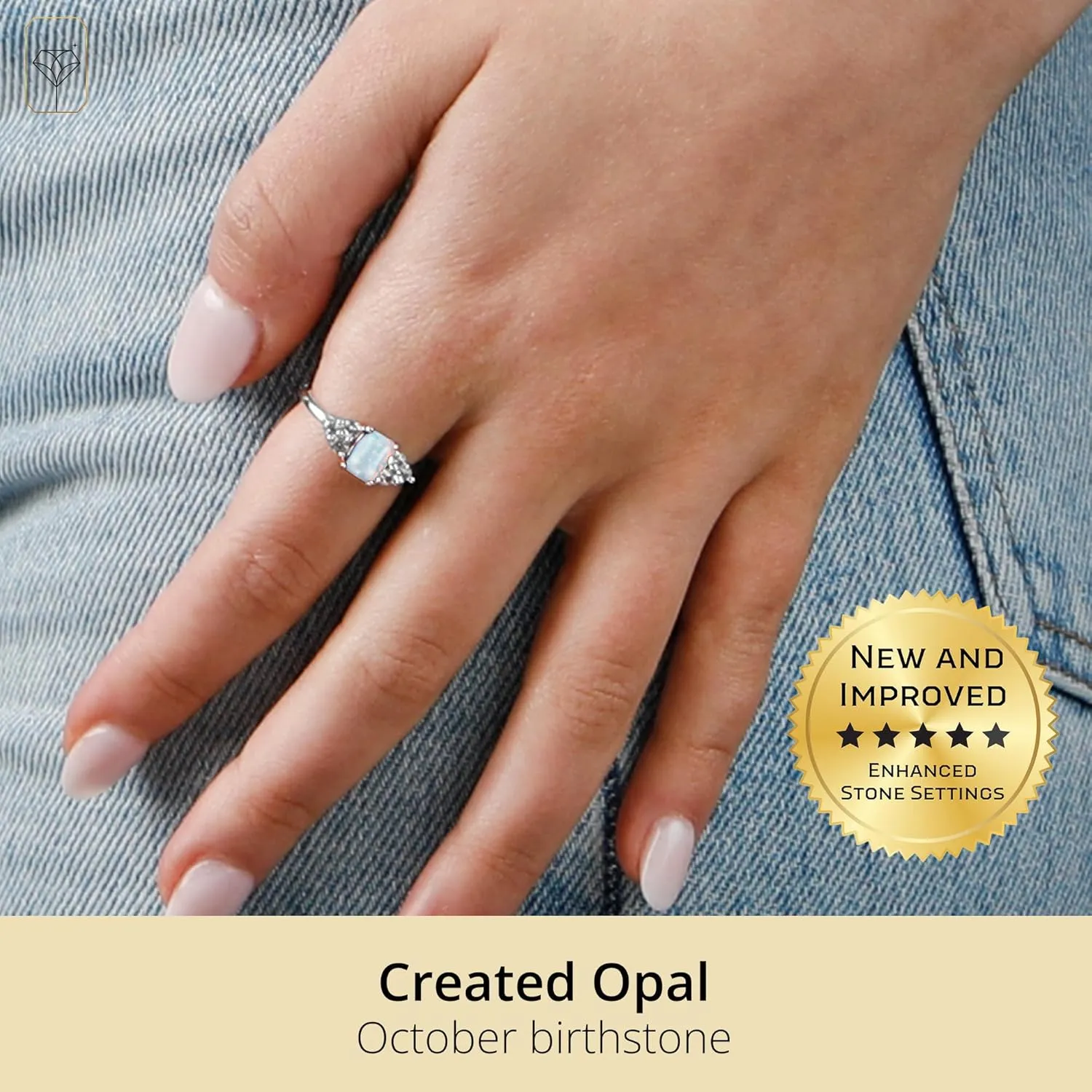 MAX   STONE 10k Gold Gemstone Rings for Women | Emerald Cut Birthstone Ring Anniversary Ring | Anti Tarnishing Cocktail Ring with Gift Box in Size 5 to 9