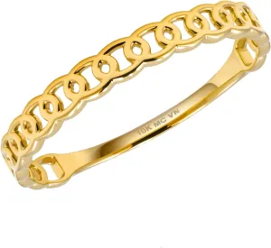 MAX   STONE 14K Yellow Gold Chain Link for Women | Hypoallergenic & Anti-Tarnishing Solid Gold Ring Bands | Stackable Real Gold Ring in Size 6 to 8