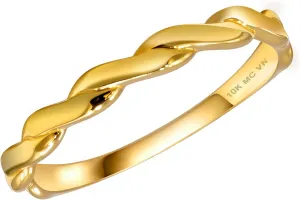 MAX   STONE 14K Yellow Gold Ring for Women Rope Twist | Anti-Tarnishing Real 14kt Gold Womens Rings | Hypoallergenic Stackable Rings in Size 6 to 8