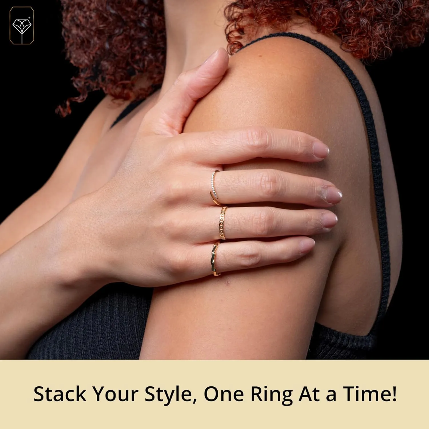 MAX   STONE 14K Yellow Gold Ring for Women Rope Twist | Anti-Tarnishing Real 14kt Gold Womens Rings | Hypoallergenic Stackable Rings in Size 6 to 8