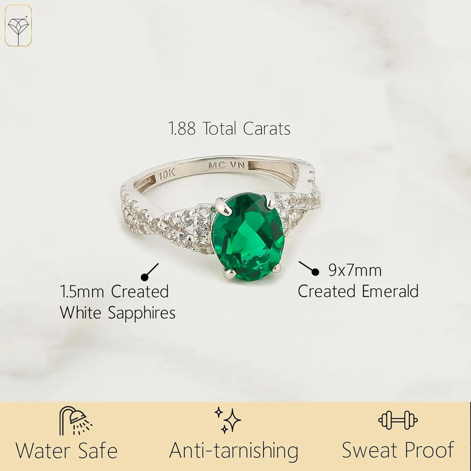 MAX   STONE Solid 10K Gold Gemstone Rings for Women | Oval Cut Birthstone Rings in Size 6 to 8 | Anti Tarnishing Real 10kt Gold Statement Cocktail Ring with Gift Box