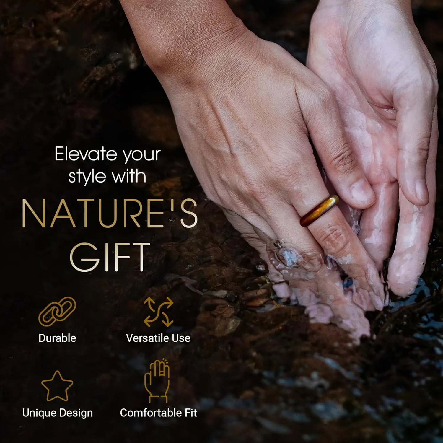 Maya Stone Ring Collection | Natural Stone Band for Women and Men | Stackable Ring | 6mm Wide