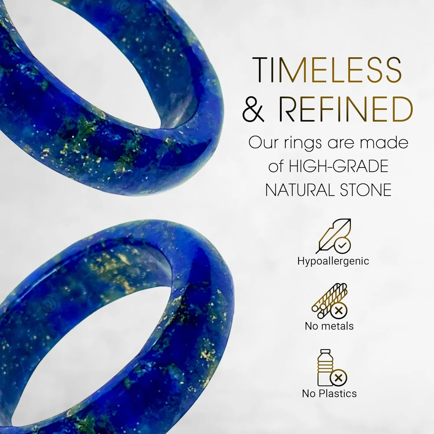 Maya Stone Ring Collection | Natural Stone Band for Women and Men | Stackable Ring | 6mm Wide