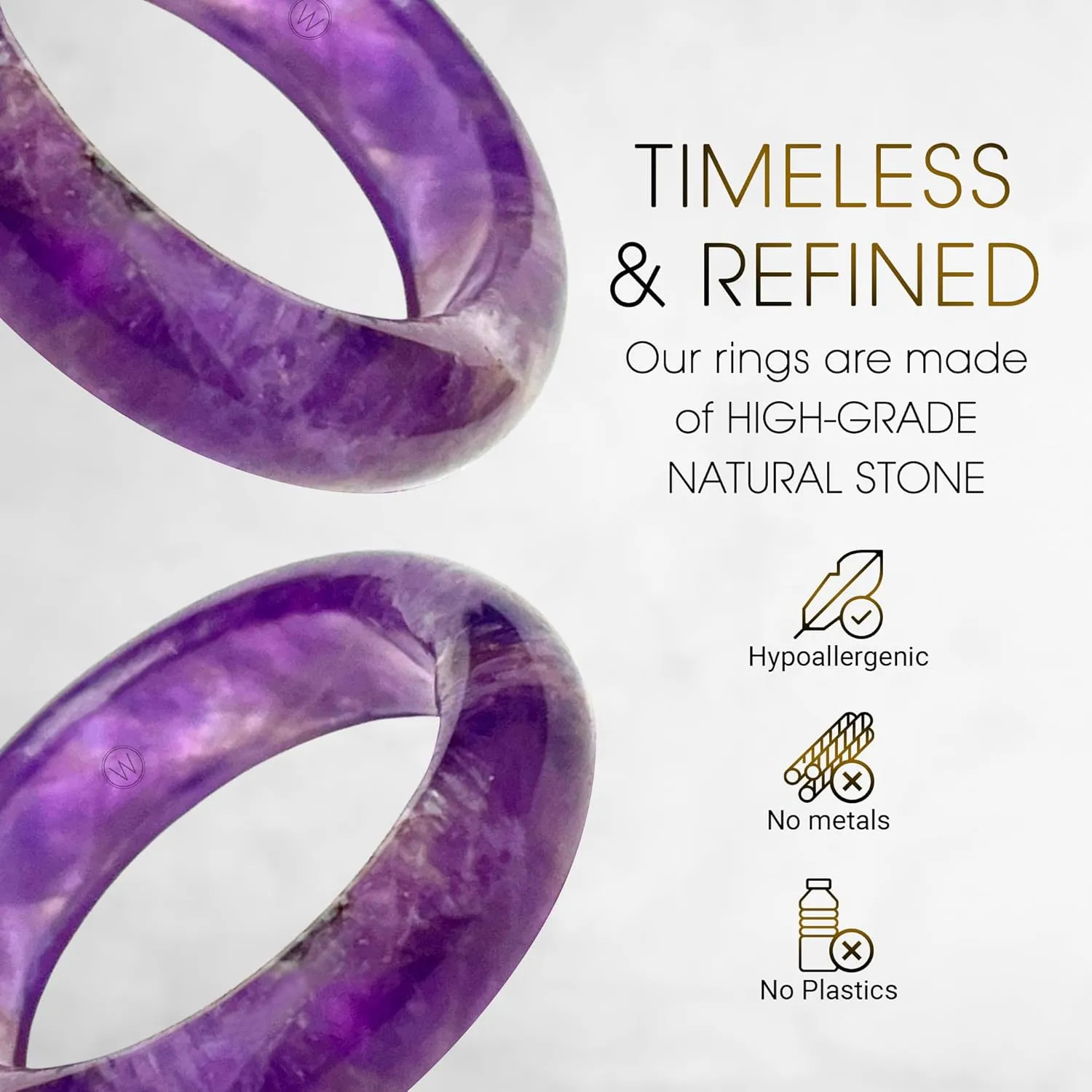 Maya Stone Ring Collection | Natural Stone Band for Women and Men | Stackable Ring | 6mm Wide